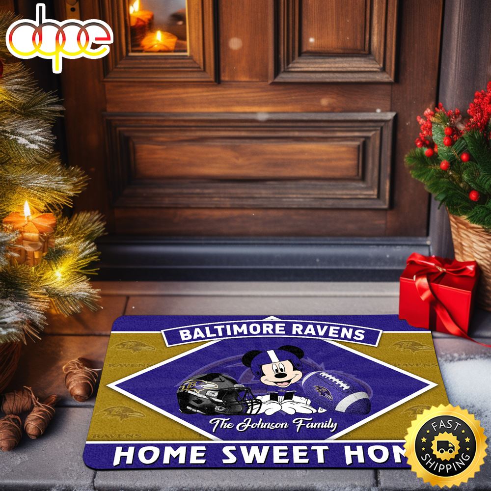 Baltimore_Ravens_Doormat_Custom_Your_Family_Name_Sport_Team_And_Mickey_Mouse_NFL_Doormat_pn6lze