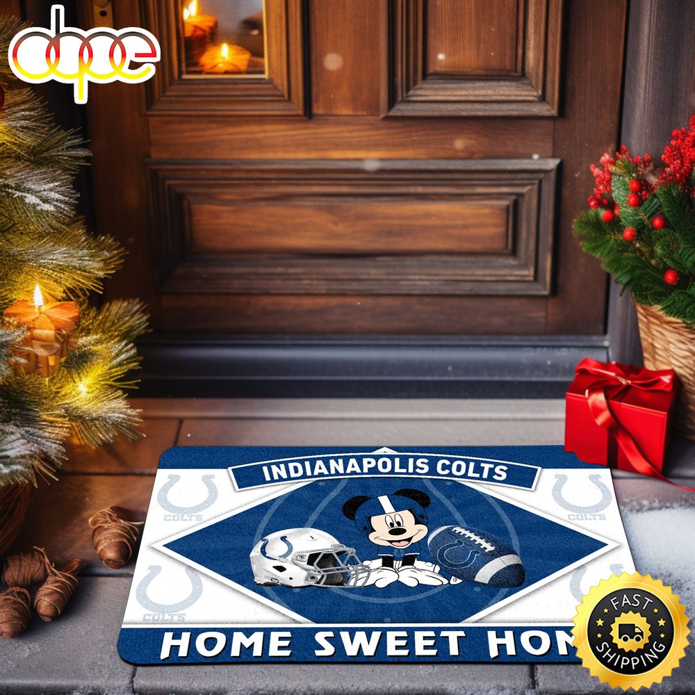Indianapolis Colts Doormat Sport Team And Mickey Mouse NFL Doormat -