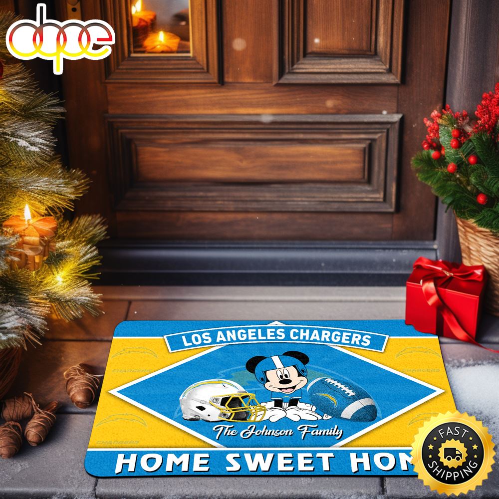 Los_Angeles_Chargers_Doormat_Custom_Your_Family_Name_Sport_Team_And_Mickey_Mouse_NFL_Doormat_vcyvn2