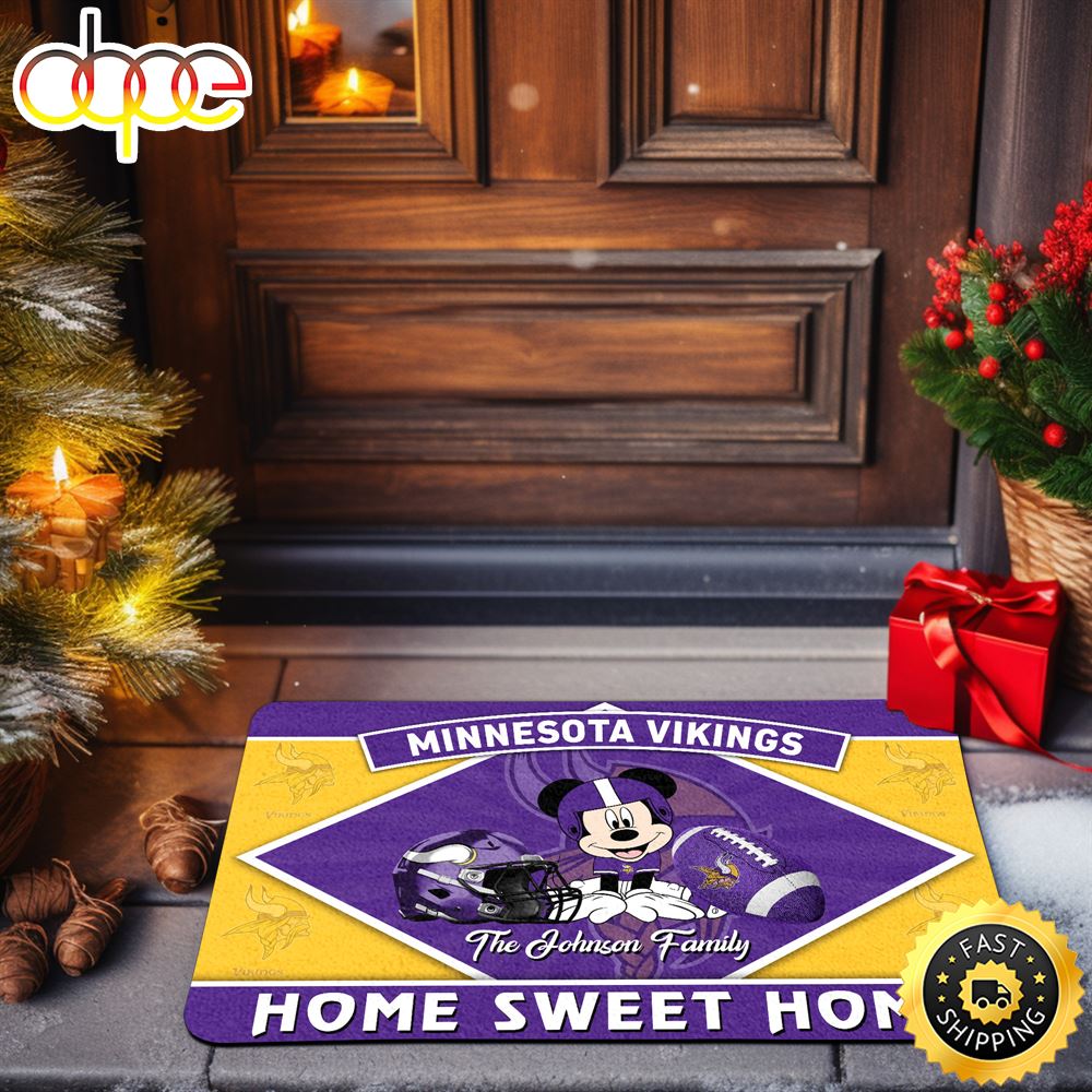 Minnesota_Vikings_Doormat_Custom_Your_Family_Name_Sport_Team_And_Mickey_Mouse_NFL_Doormat_fmapci