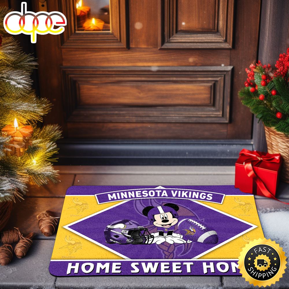 Minnesota Vikings Doormat Sport Team And Mickey Mouse NFL Doormat -