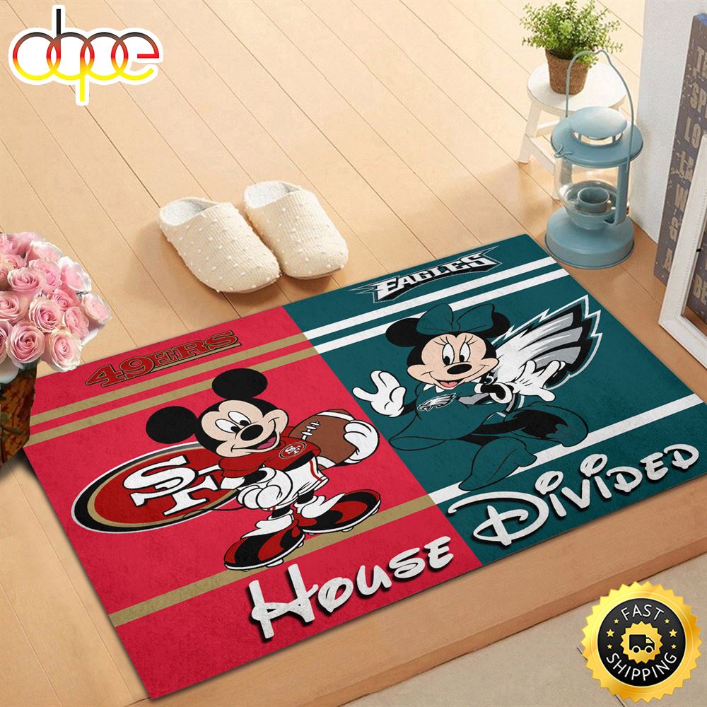 NFL_Football_San_Francisco_49ers_vs_Philadelphia_Eagles_Mickey_And_Minnie_Teams_NFL_House_Divided_Doormat