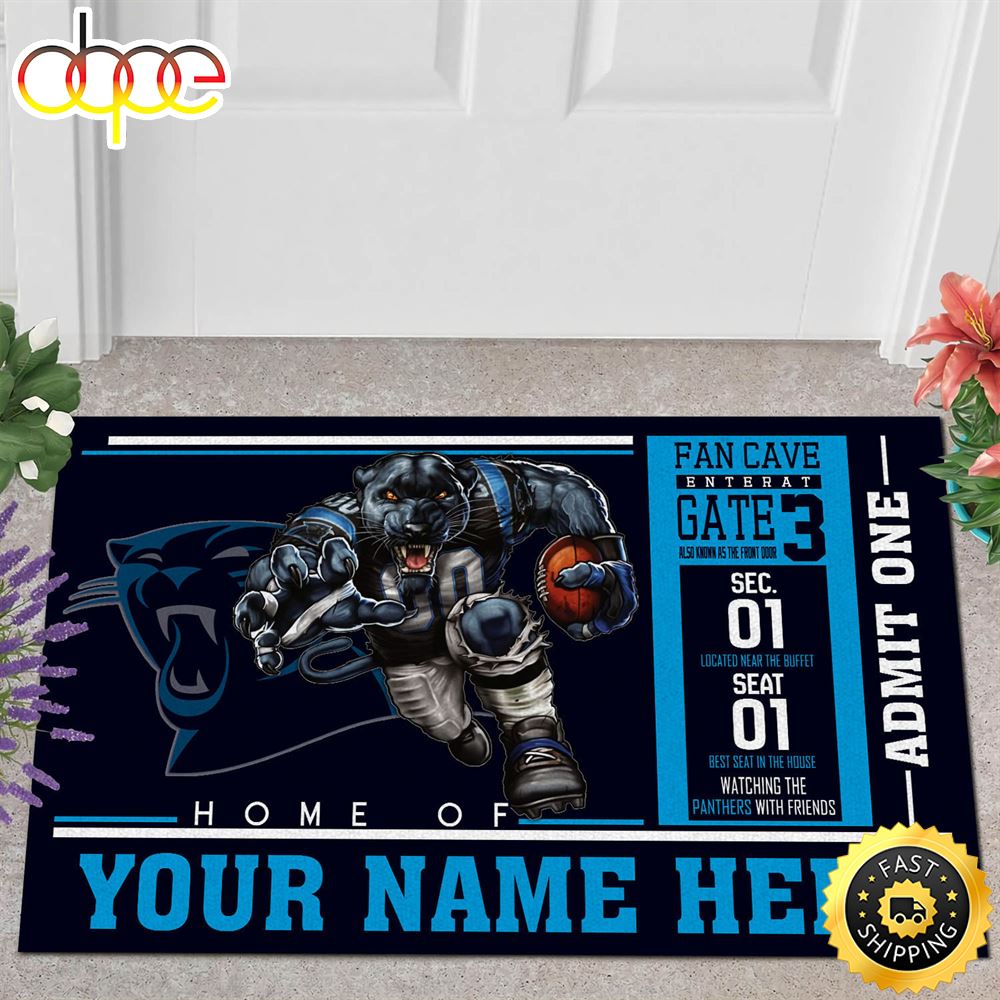 NFL Personalized Carolina Panthers Mascot All Over Print 3d Doormats -