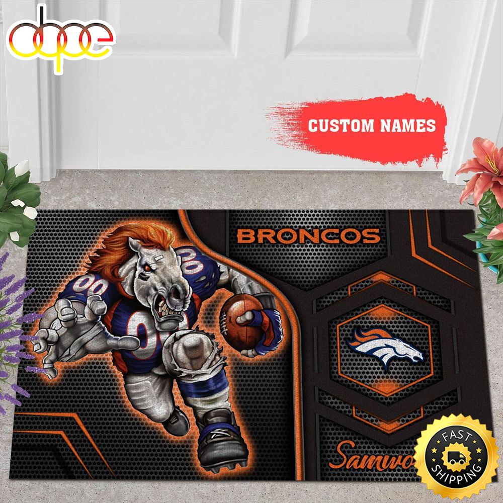NFL Personalized Denver Broncos Mascot All Over Print 3d Doormats -