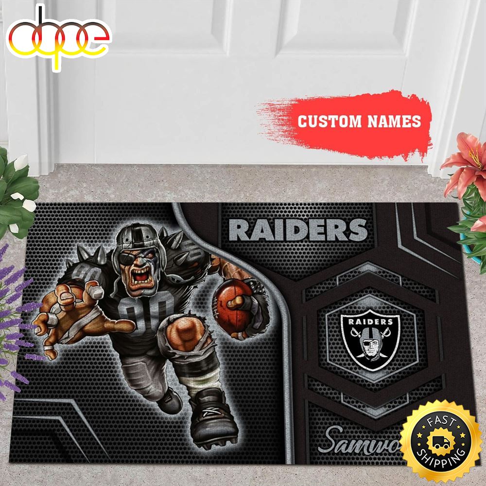 NFL Personalized Las Vegas Raiders All Over Print 3d Doormats -