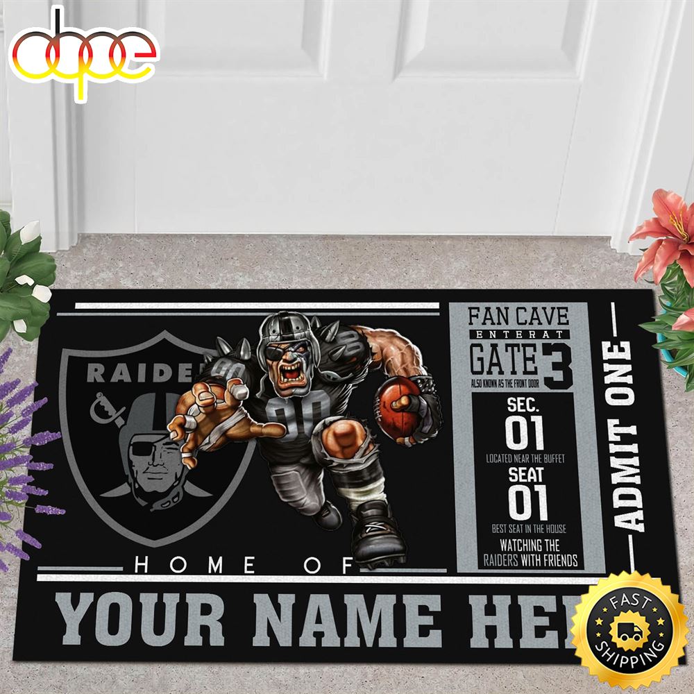 NFL Personalized Las Vegas Raiders Mascot All Over Print 3d Doormats -