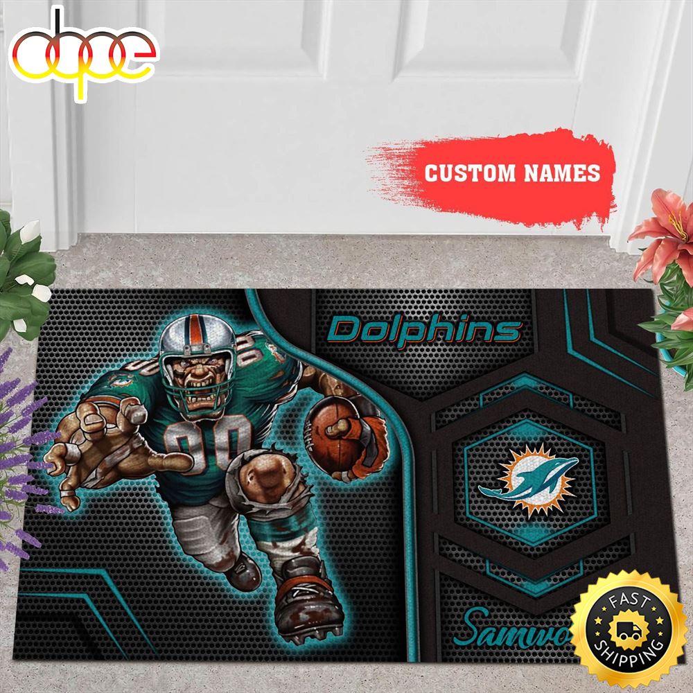 NFL Personalized Miami Dolphins All Over Print 3d Doormats -
