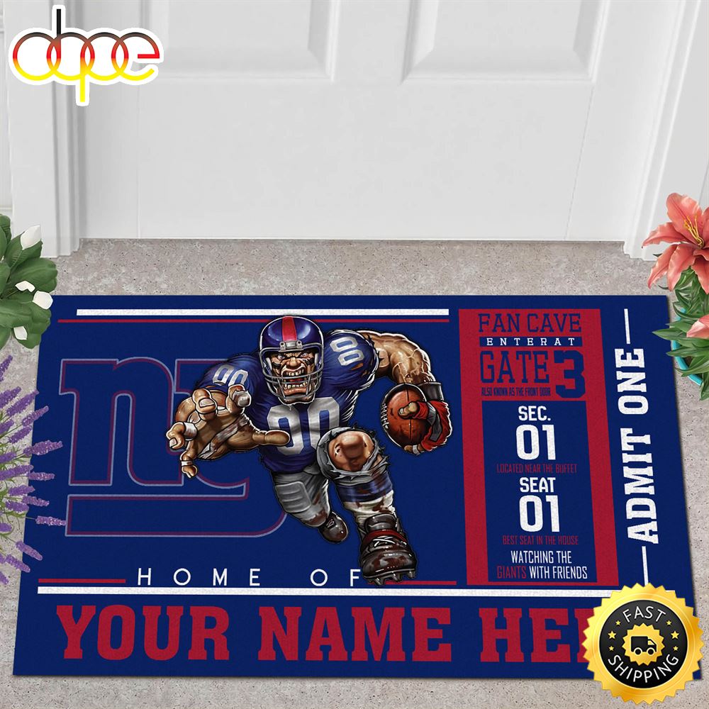 NFL Personalized New York Giants Mascot All Over Print 3d Doormats -