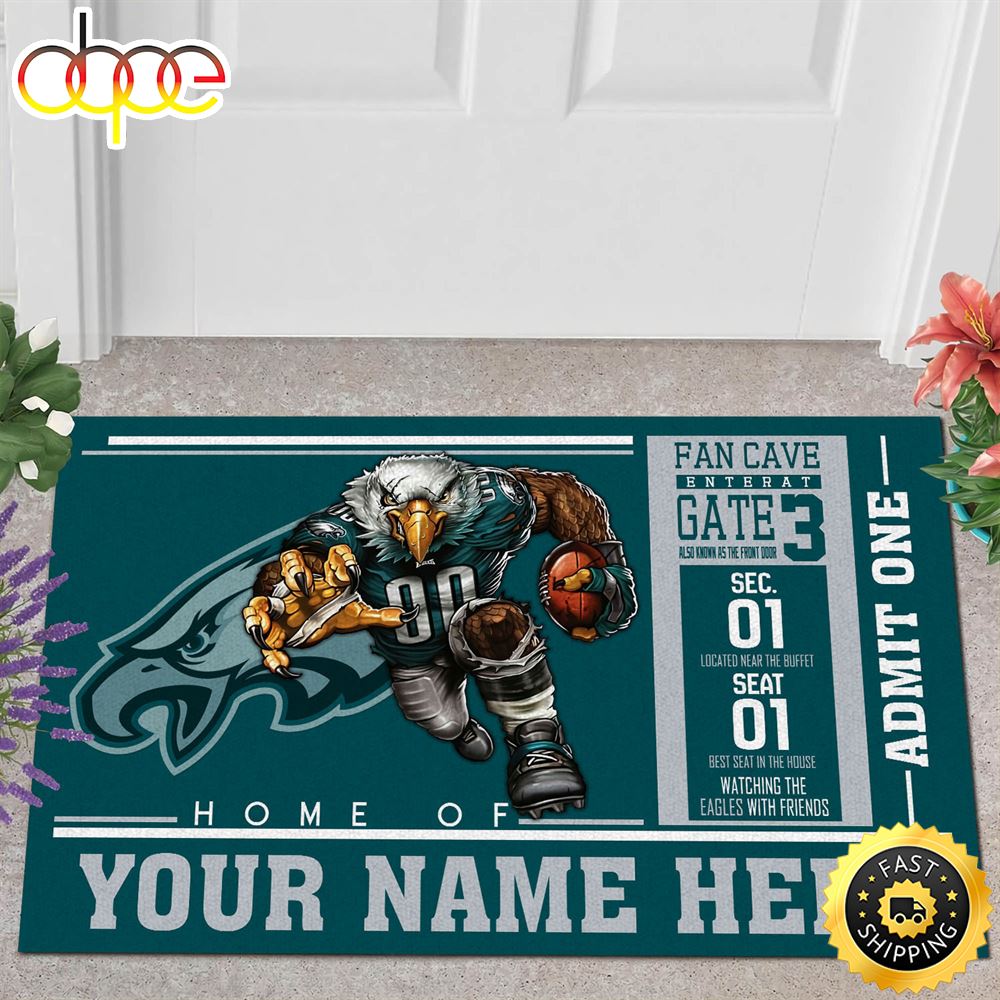 NFL Personalized Philadelphia Eagles Mascot All Over Print 3d Doormats -