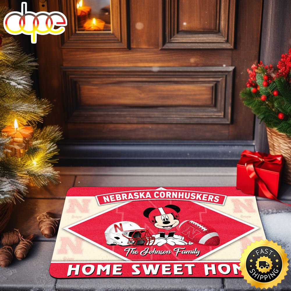 Nebraska_Cornhuskers_Doormat_Custom_Your_Family_Name_Sport_Team_And_MK_Doormat_FootBall_Fan_Gifts_EHIVM-52722_-_ArtsyWoodsy.Com_soeehf
