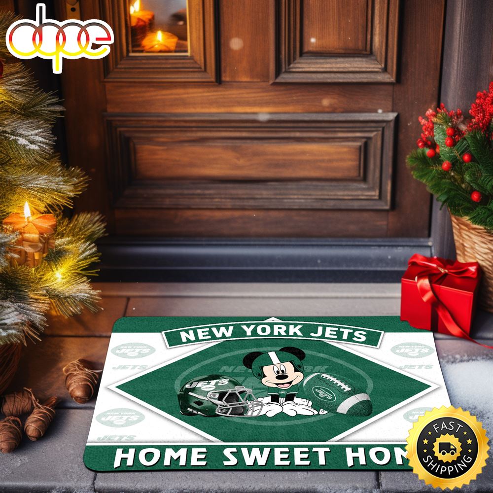 New York Jets Doormat Sport Team And Mickey Mouse NFL Doormat -