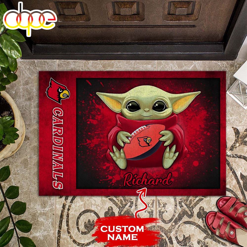 Personalized_Louisville_Cardinals_Baby_Yoda_All_Over_Print_3D_Doormats_slm5hl