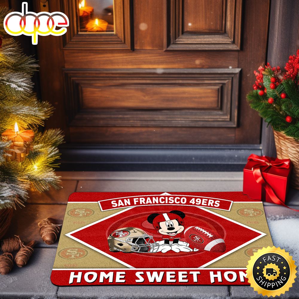 San Francisco 49ers Doormat Sport Team And Mickey Mouse NFL Doormat -