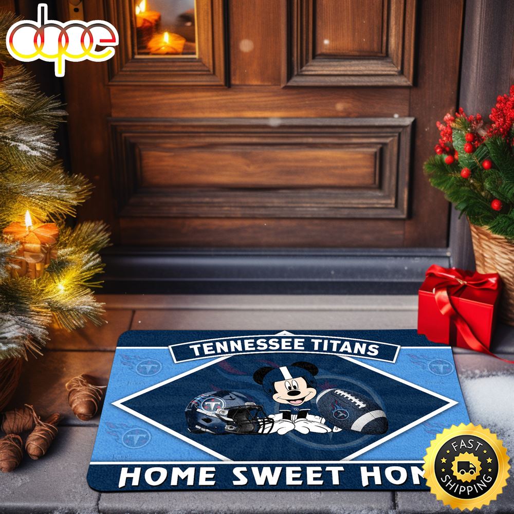 Tennessee Titans Doormat Sport Team And Mickey Mouse NFL Doormat -